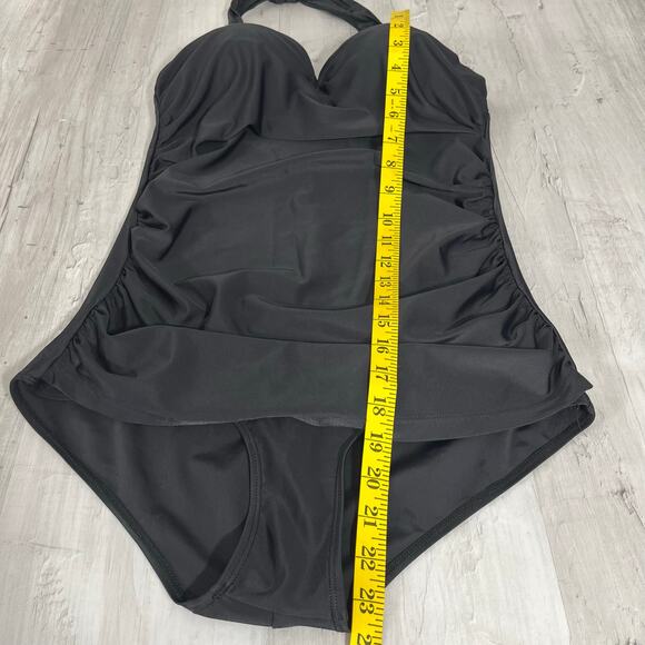 Ebuddy Black Halter Tummy Cover One Piece Swim Bathing Suit XL - Picture 7 of 7